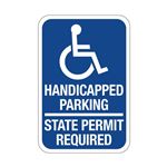 Handicapped Parking State Permit Required Symbol Sign 12x18